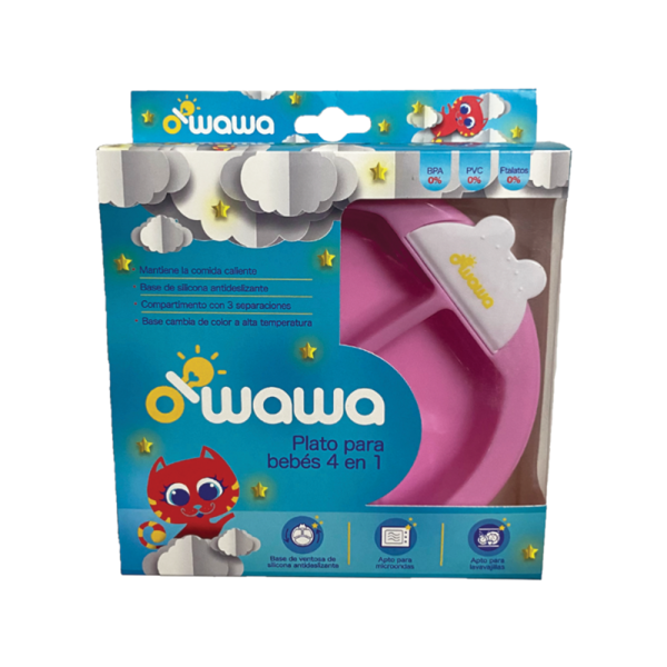 OWAWA PLATO PARA BEBES 4 EN 1 ROSADO EMPAQUE 1